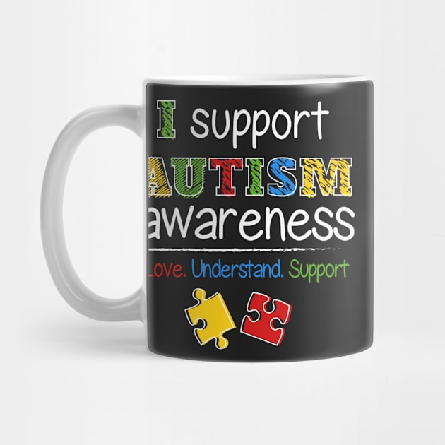 I Support Autism Awareness Puzzle Pieces by specaut